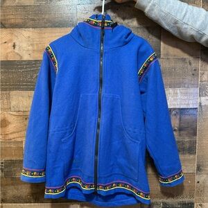 Women’s Blue Wool embroidered floral print jacket